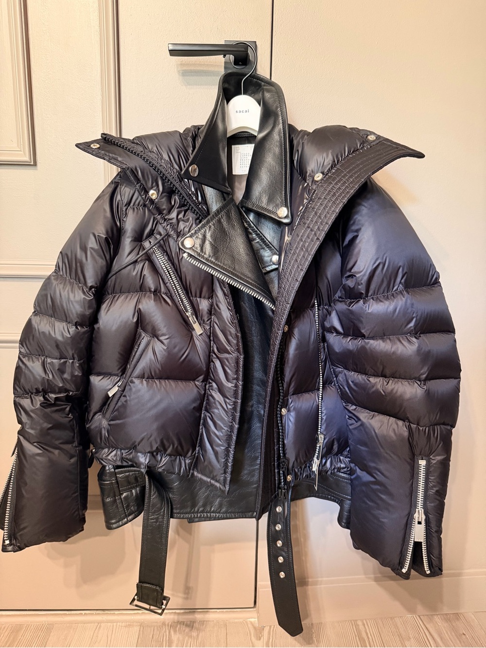 Sacai Black Jacket with Silver Zipper Detail